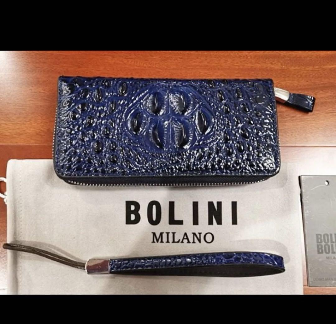 定価15万◇BOLINI/ボーリニ クロコダイル ラウンドファスナー 長