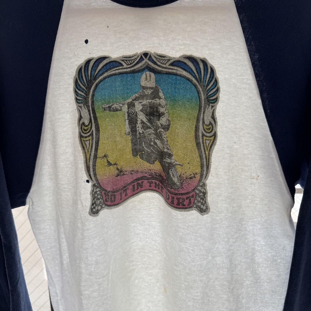 80's ラグランスリーブTシャツ バイカー
