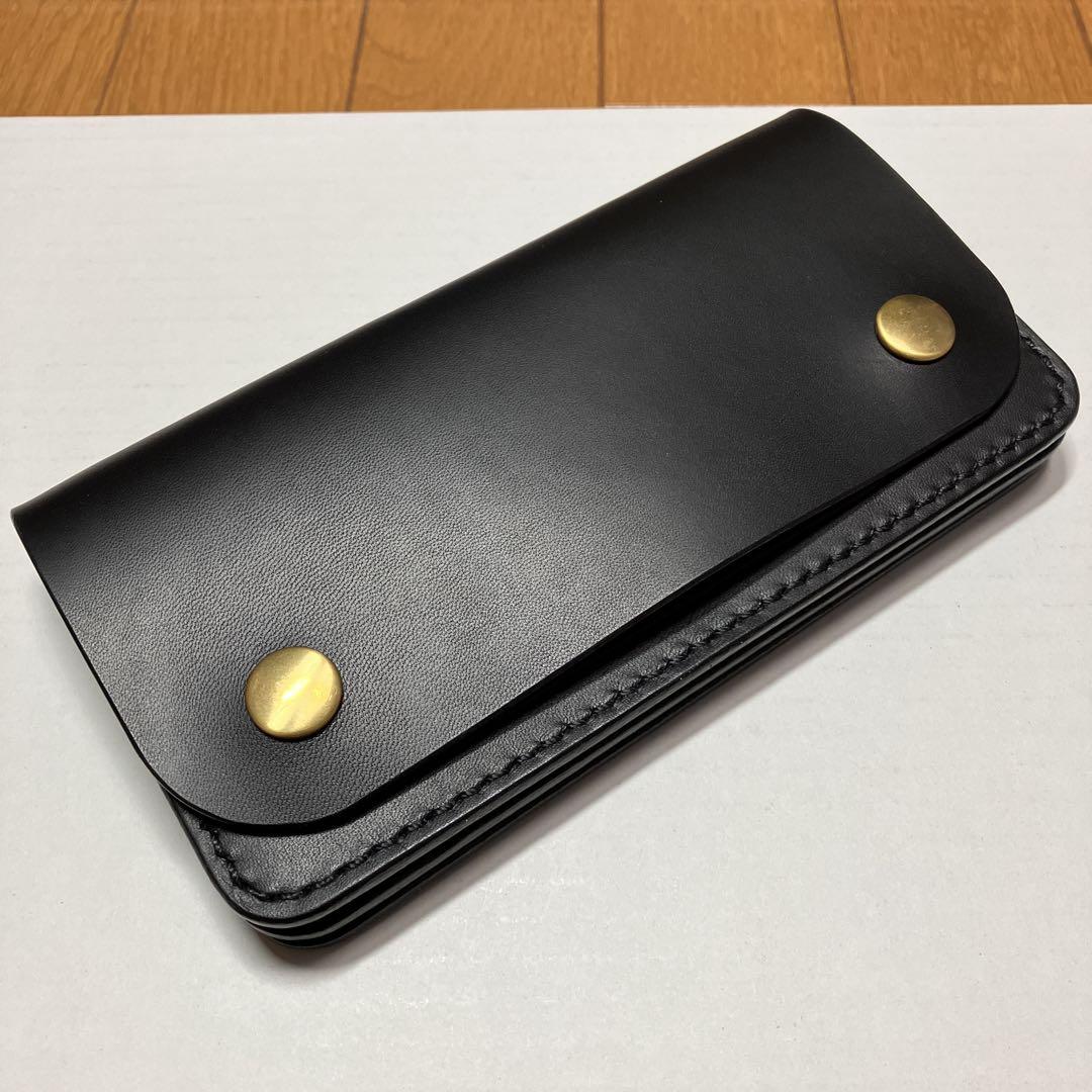 [ハンドメイド]トラッカーウォレット 国産牛革180×95 真鍮