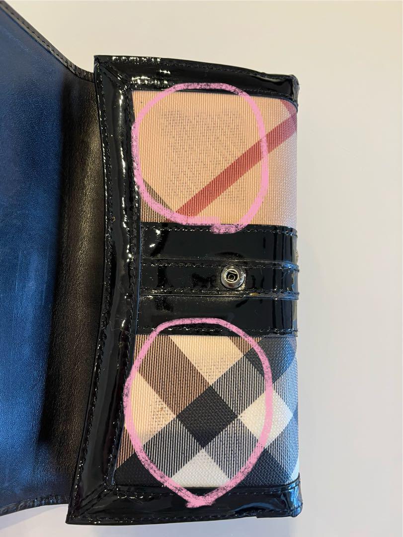 Burberry♡長財布　ノバチェック　両面開き　ベージュブラック　エナメル