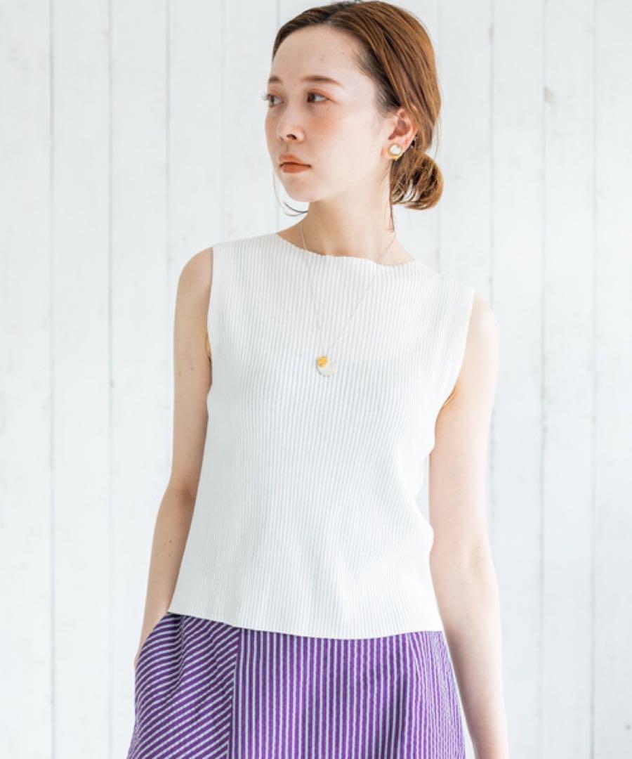 ☆美品◆イエナ◆ レーヨンコットン RIB ボートネックノースリーブプルオーバー
