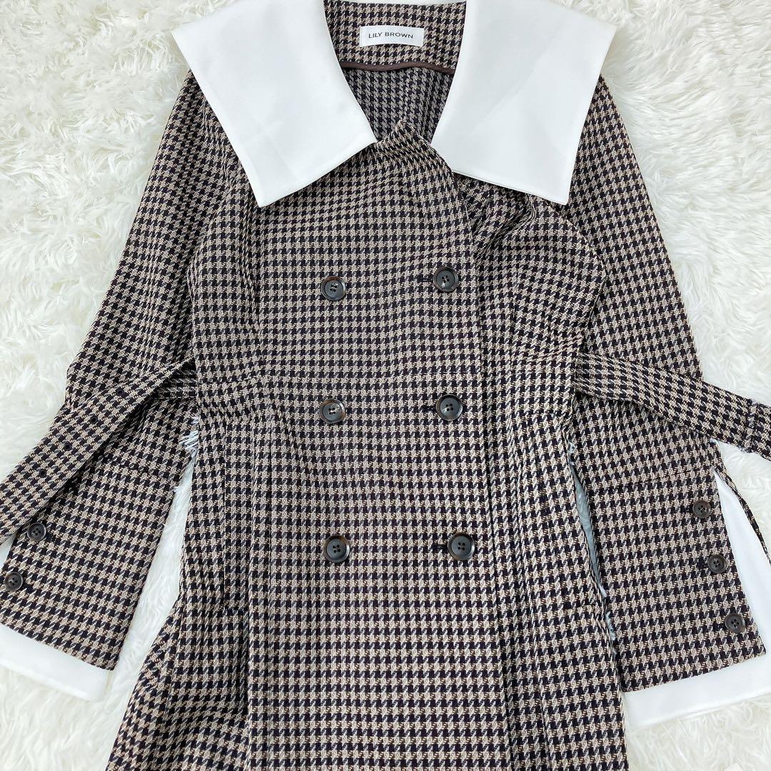 新品未使用 リリーブラウン ワイドカラー レイヤードカフスワンピース 新品未使用 リリーブラウン ワイドカラー レイヤードカフスワンピース