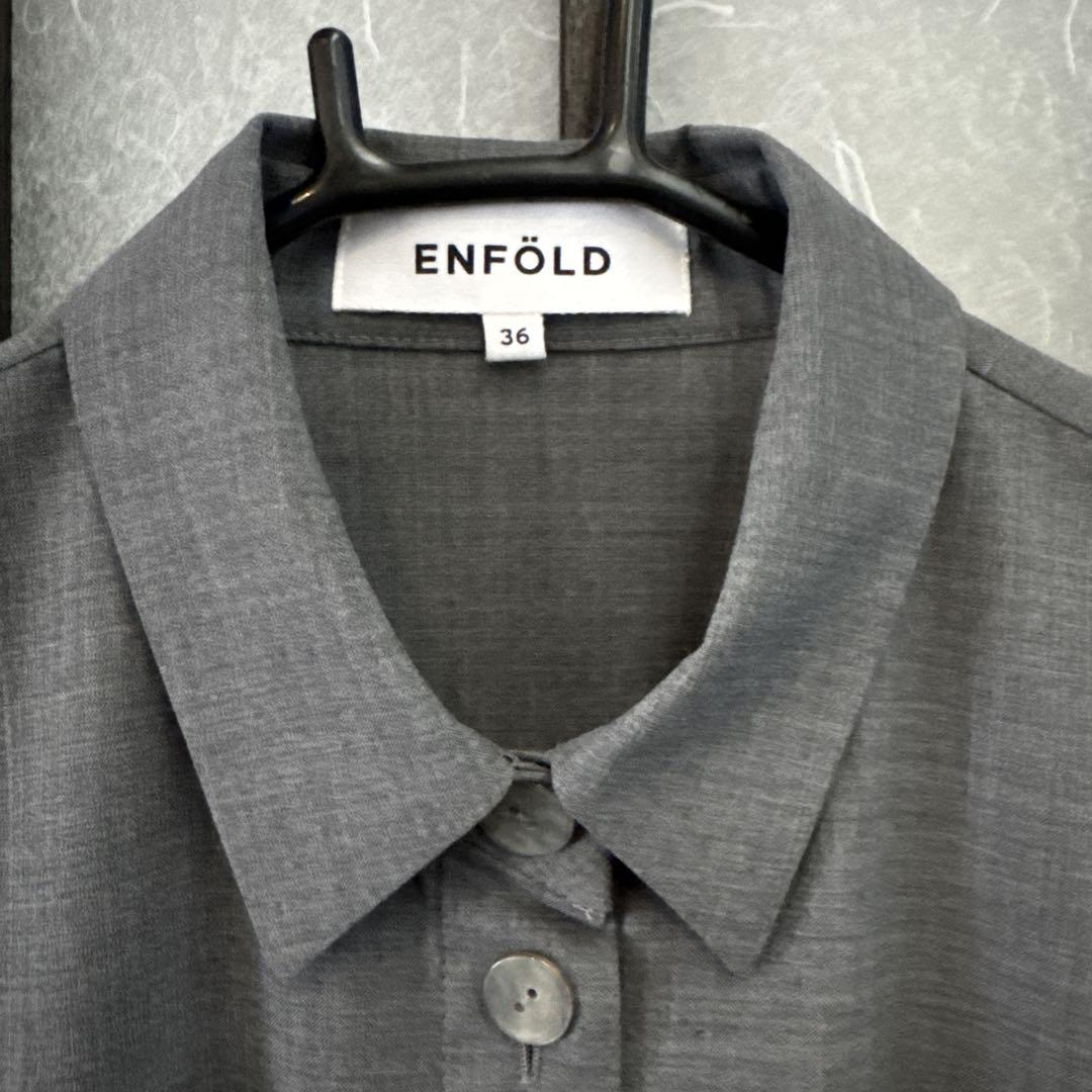 ENFOLD エンフォルド　トロピカルプリーツ 5部袖　ドレス　ワンピース