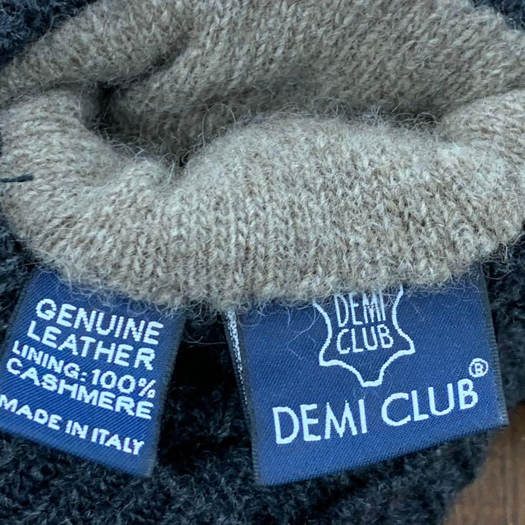 美品 DEMI CLUB デミクラブ 手袋 ロンググローブ ニット レザー