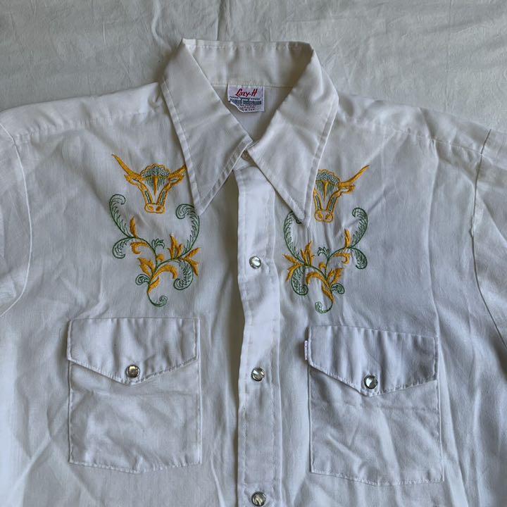 新作HOT vintage western design シャツ 花柄 w4RGk-m39312195847 USA製 刺繍 好評格安