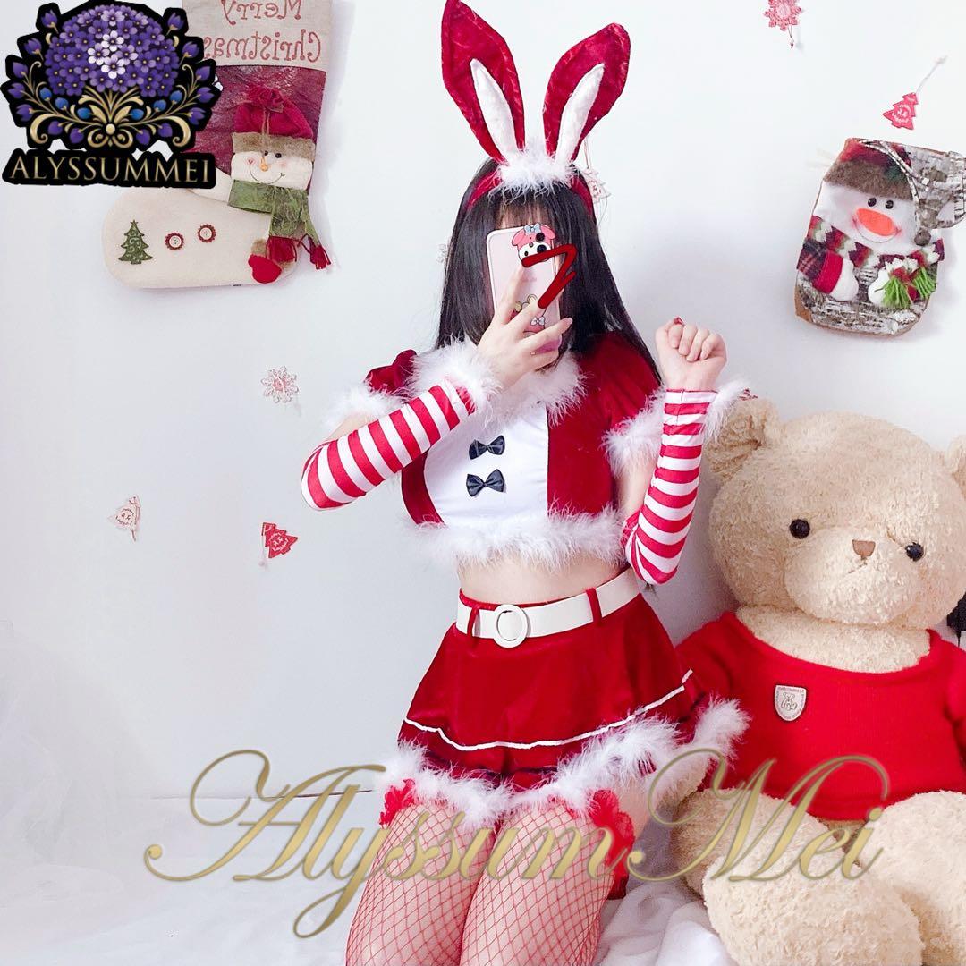 バニーガール サンタ コスプレ クリスマス ミニスカ ピンク セクシー イベント 即日発送クリスマスコスプレ8点セットMalymoon⁄マリームーン