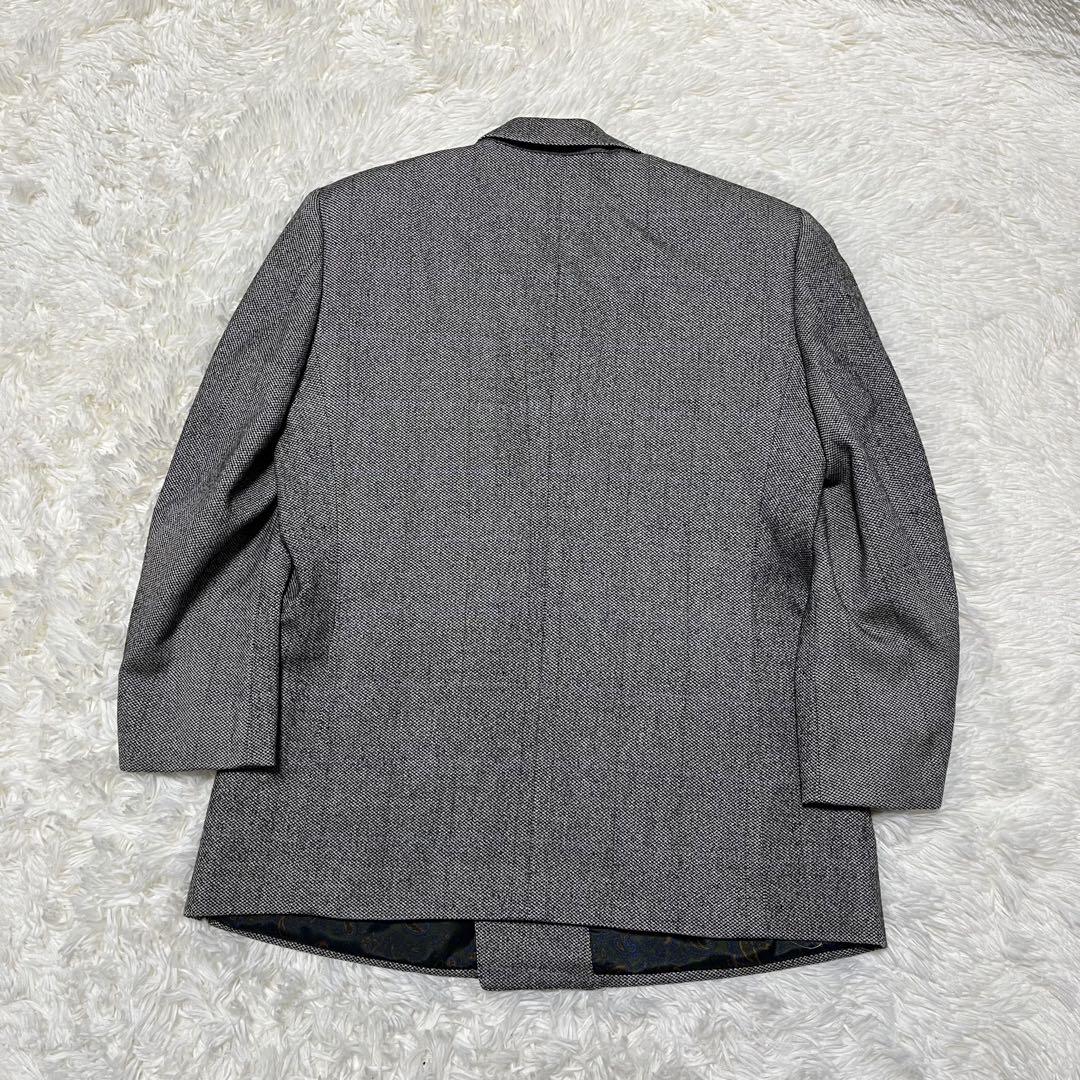 Aquascutum　ダブル ジャケット　裏地総柄　ペイズリー　総裏　グレー