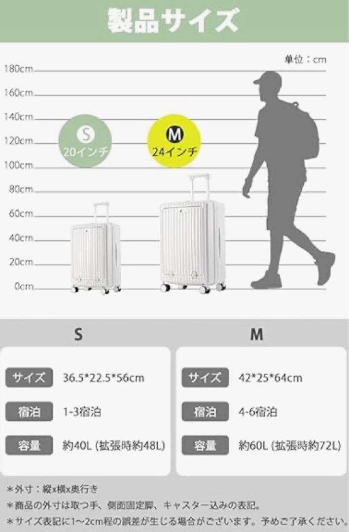 キャリーケース スーツケース フロントオープン 拡張機能付き 機内持込 USB