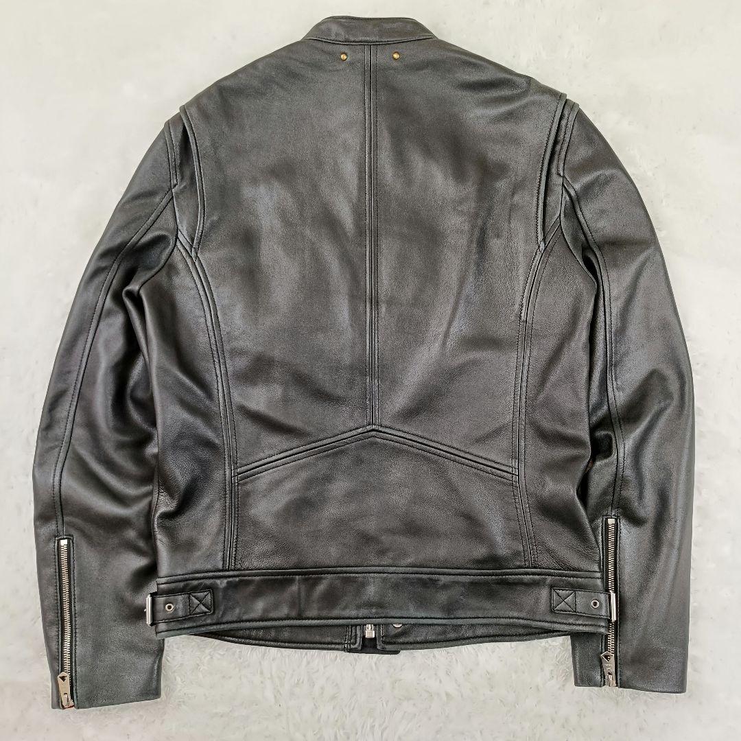 ポールスミス 羊革 シングルライダースジャケット 18AW マルチカラー L 黒 画像8