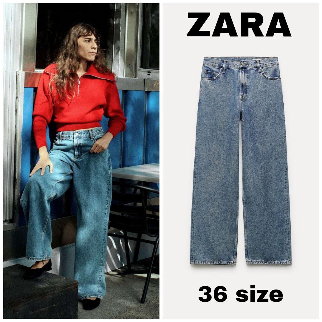 ZARA　ZW LOOSE ミッドライズデニムパンツ　36サイズ　ブルー