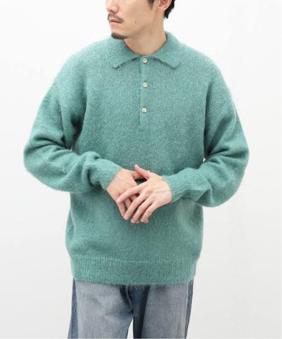 トップス AURAREE BRUSHEDSUPERKIDMOHAIR KNIT POLO