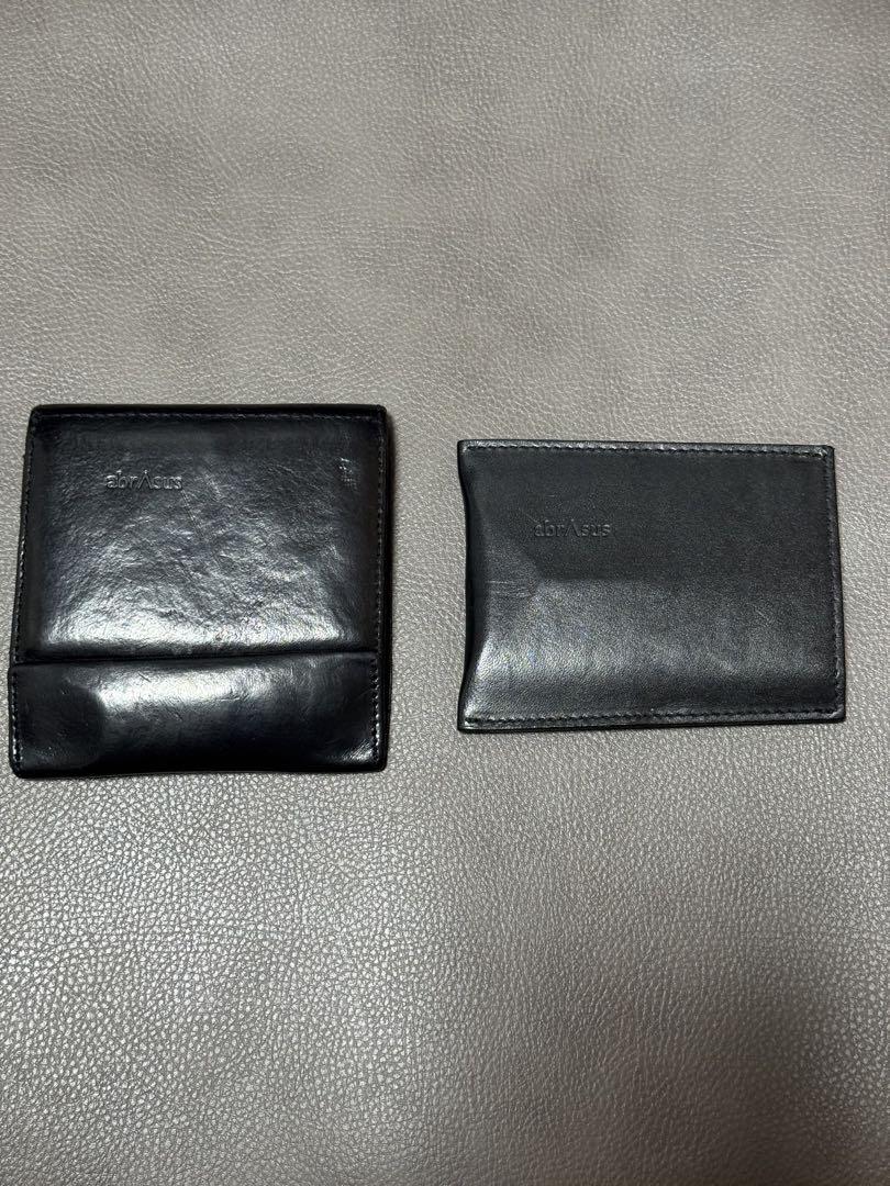 Abrasus 薄い財布 ブッテーロレザー 黒 薄い名刺入れ セット