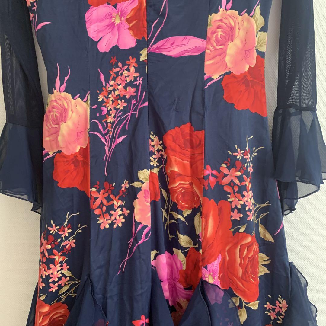 フラメンコ衣装】prima boutique ワンピース 花柄×シースルー