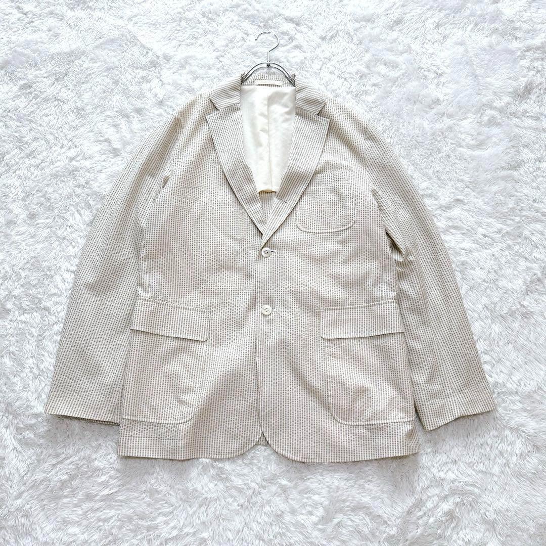 BEAMS plus テーラードジャケット　シアサッカーXLサイズ　コットン