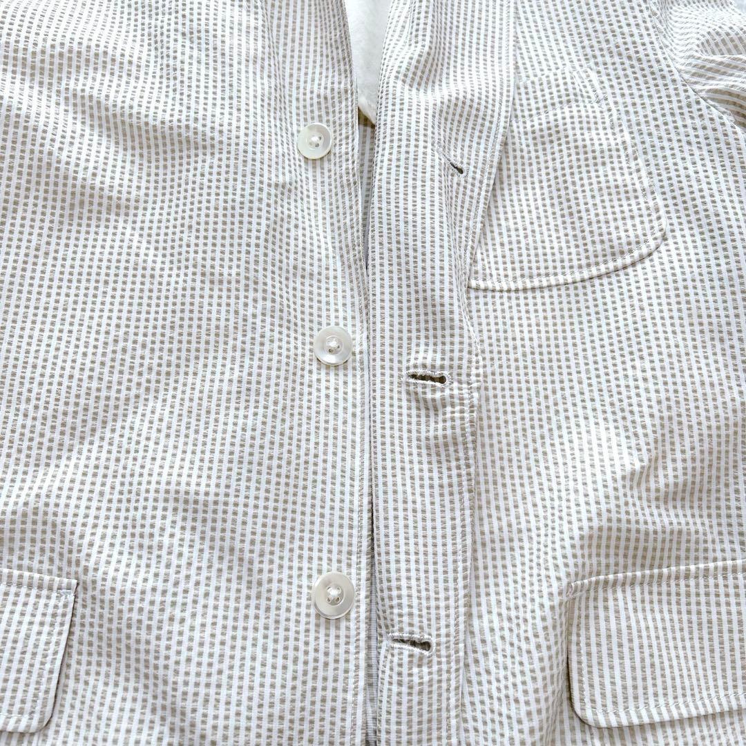 BEAMS plus テーラードジャケット　シアサッカーXLサイズ　コットン