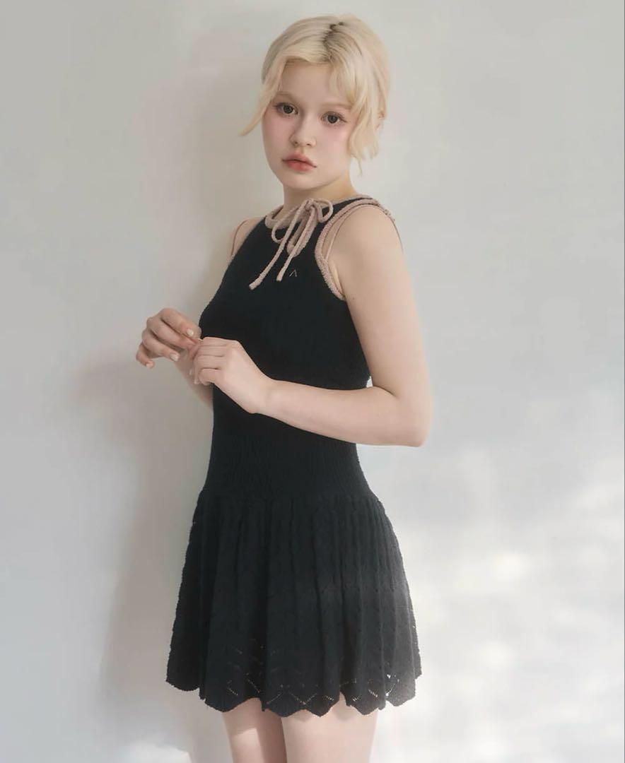 ワンピース ANDMARY Heart crochet mini dress