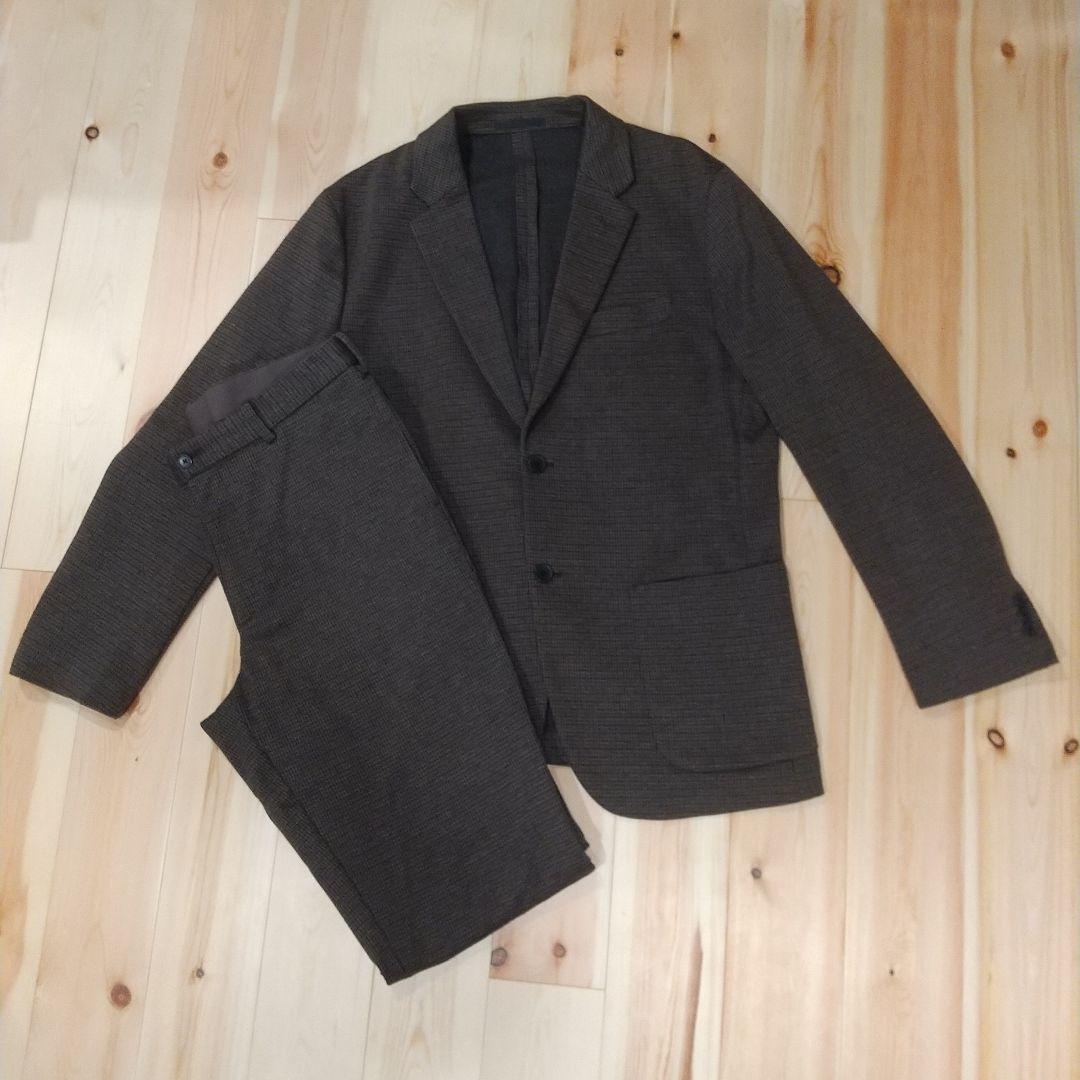 ダークブラウン ストライプ カジュアルスーツ