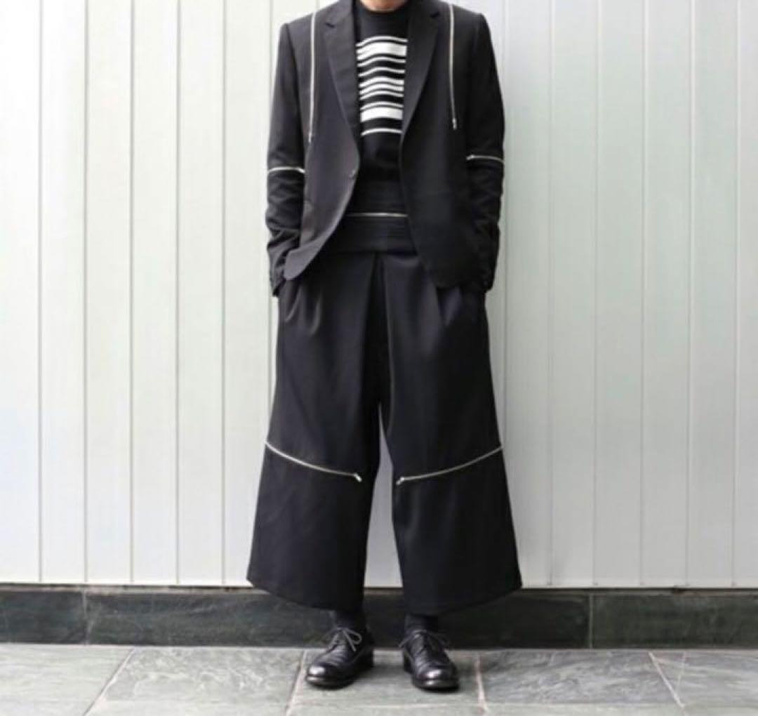 ALMOSTBLACK オールモストブラック ジップ ワイドパンツ スラックス