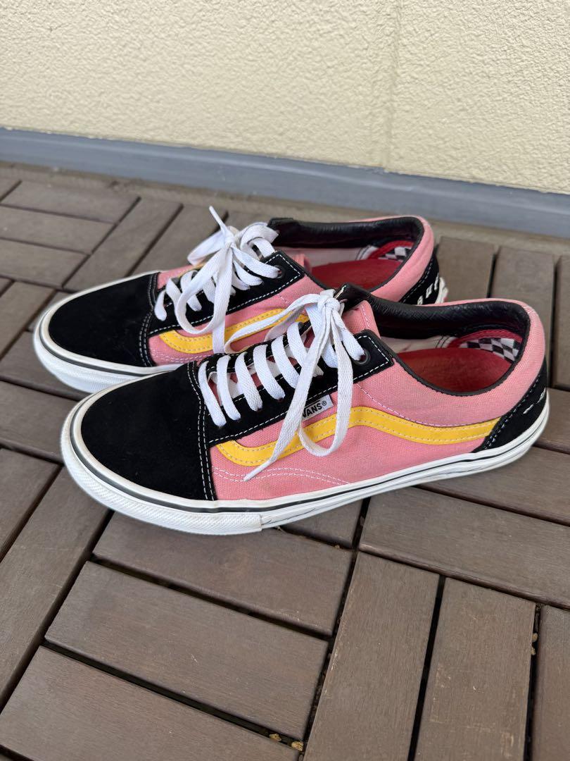 Supreme vansコラボスニーカー黒xピンク28cm