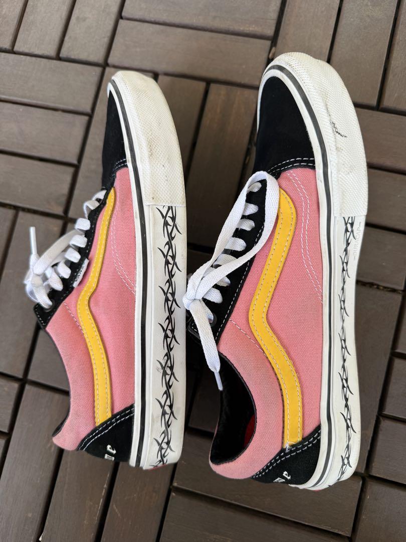 Supreme vansコラボスニーカー黒xピンク28cm