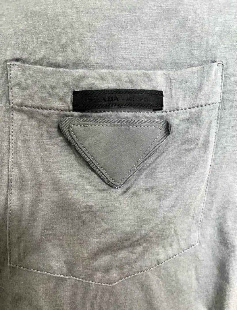 PRADA プラダ 三角ロゴ グレー Tシャツ 国内正規