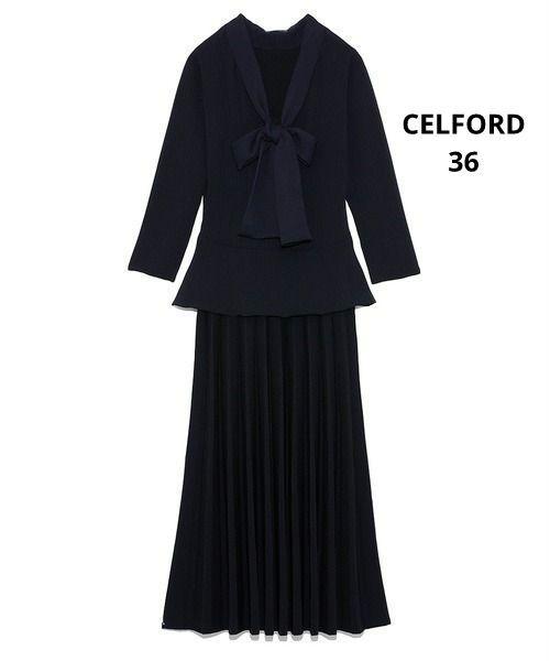 CELFORD セルフォード ボウタイシフォンニットワンピース 36