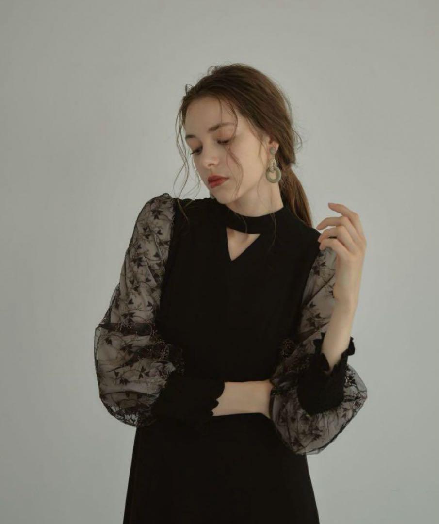 【美品】ANDRESD スリーブエンブロイダリードレス 結婚式 お呼ばれ