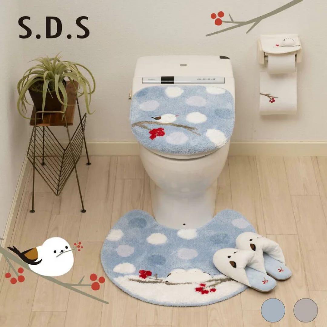 トイレ用マット・兼用フタカバーセット 2点セット シマエナガ 新品未使用