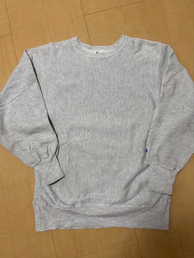 90s チャンピオンリバースウィーブ　刺繍タグ　目無し　グレー　無地 XL