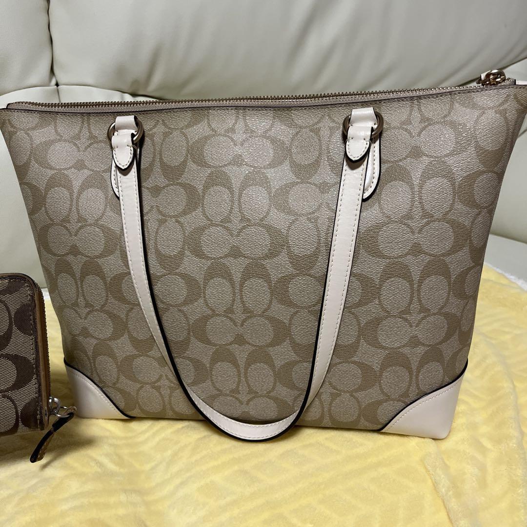 COACH ベージュ トートバッグと長財布セット正規品