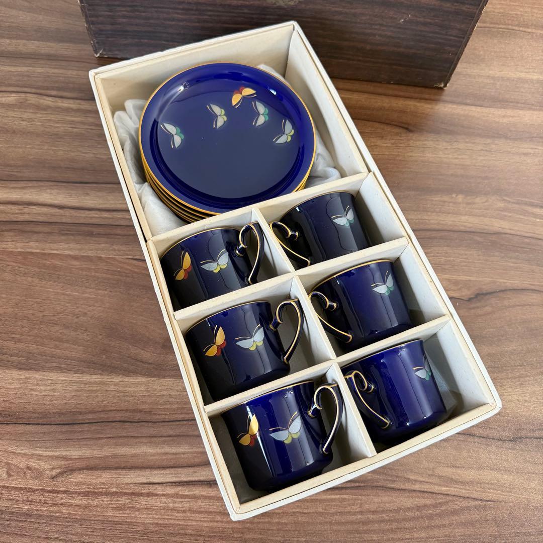 香蘭社 コーヒーカップ＆ソーサー 6客セット 蝶々柄