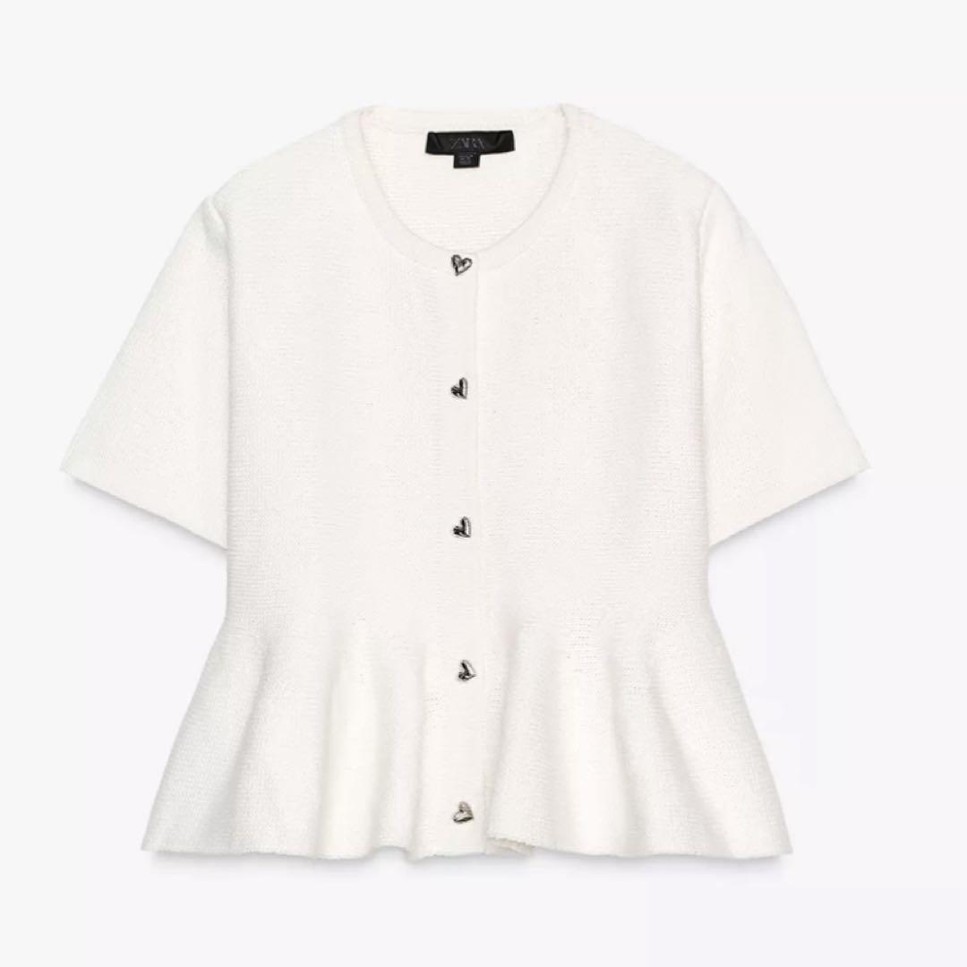 【新品未使用】ペプラムニットジャケット ZARA サイズL