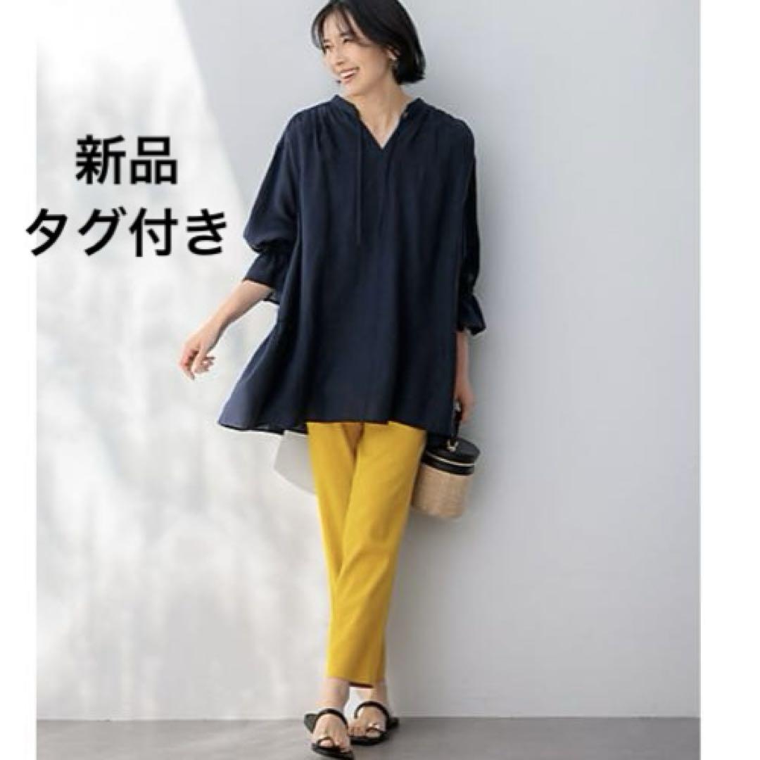 24SS 新品タグ　23区　LIBECOリネン ティアード チュニック ブラウス