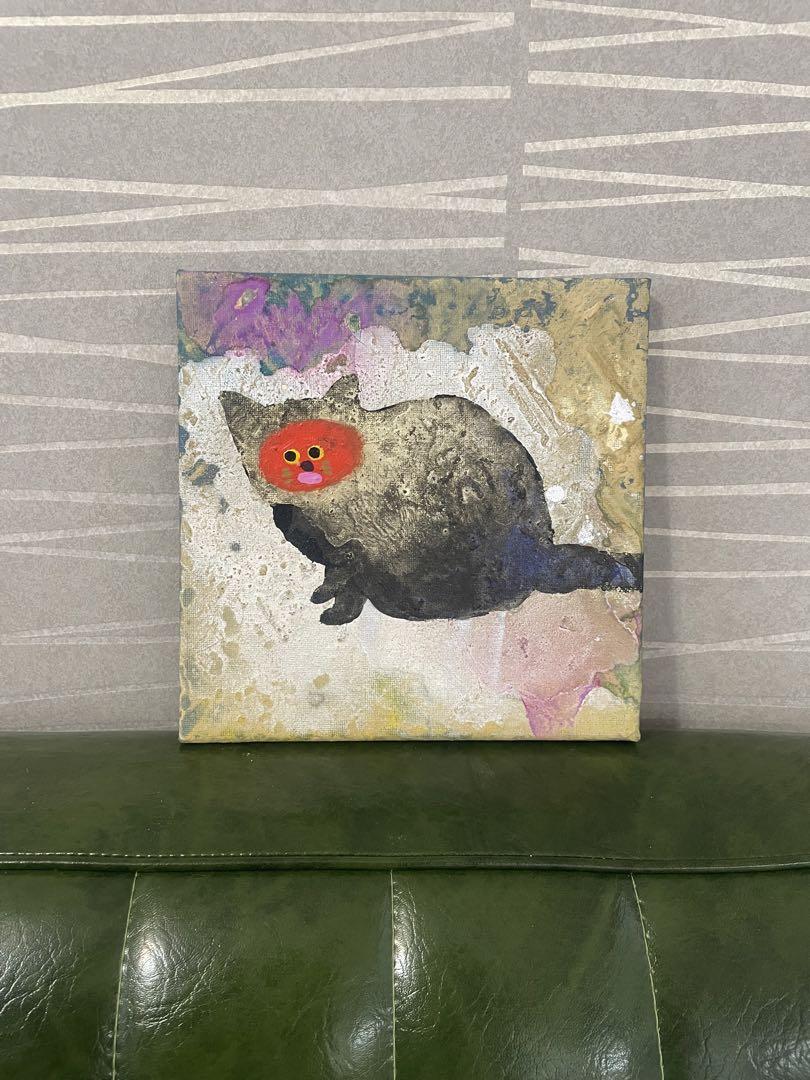 ある日のねこ　抽象　猫　アートキャンバス アクリル画　日本画