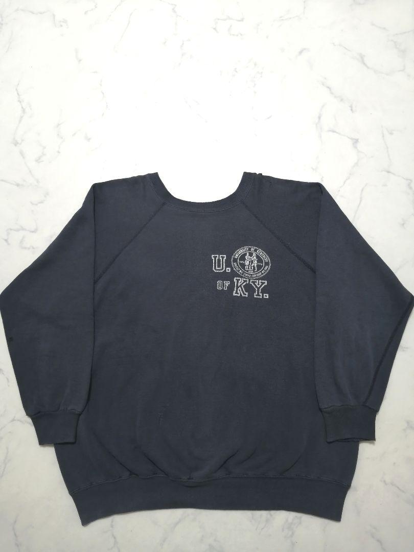 60s USA製 フロッキープリント フェード ヴィンテージ スウェット XXL