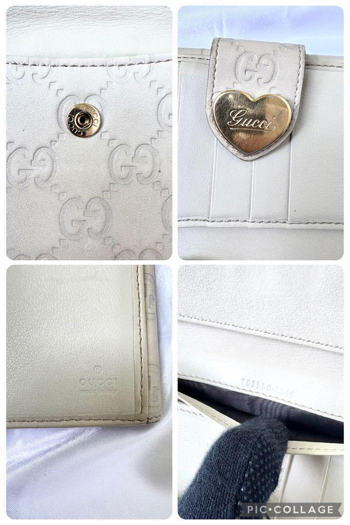 美品✨グッチ 長財布 シマ レザー ハート GG ゴールド金具