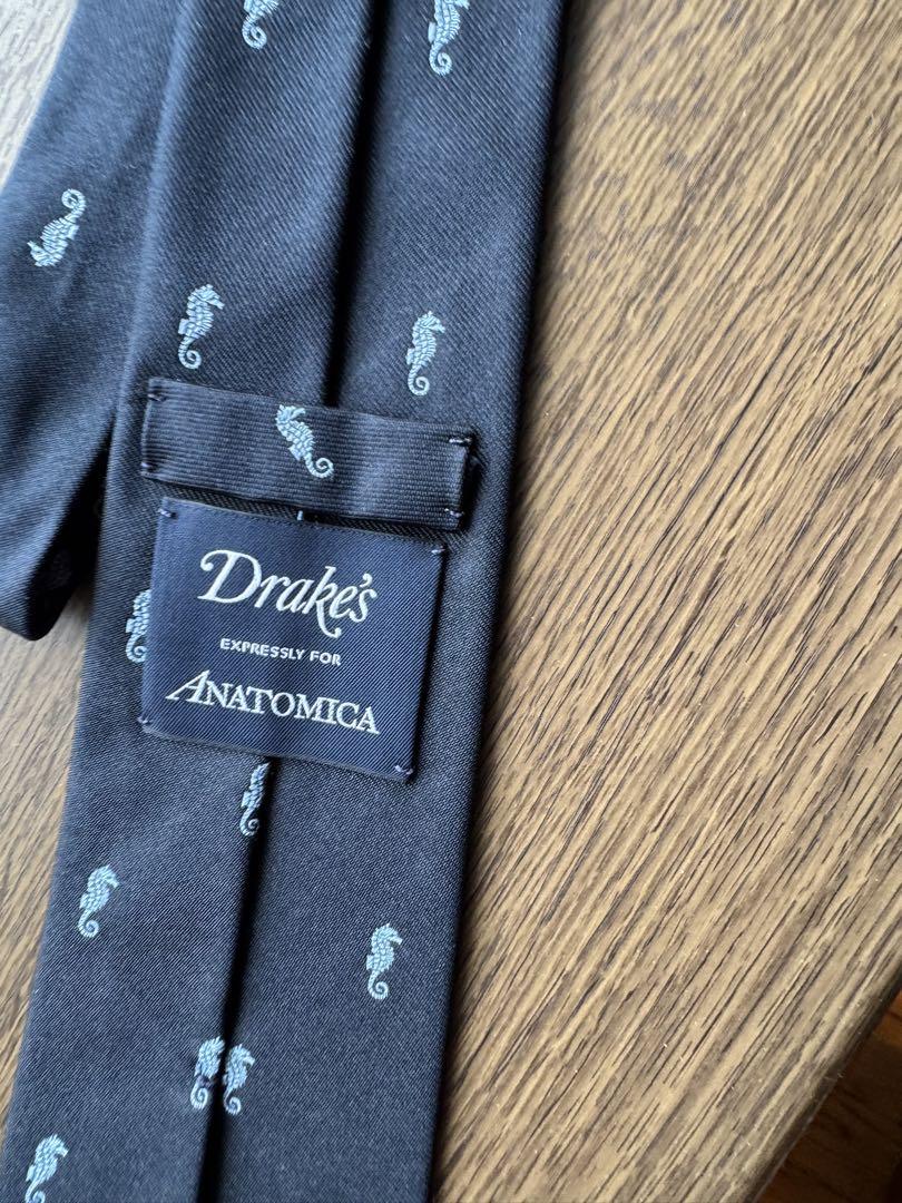 Drake's Anatomica タツノオトシゴ柄ネクタイ