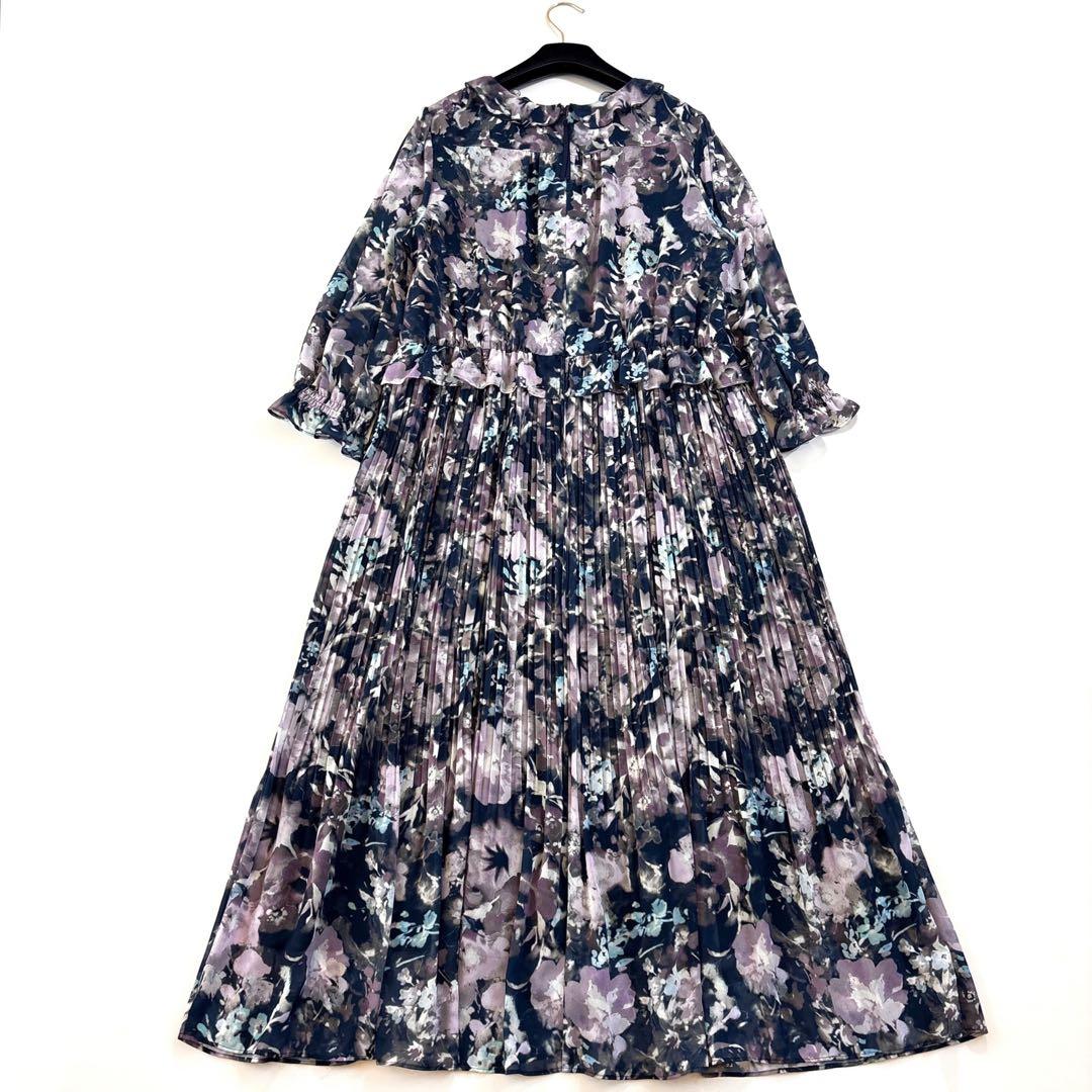 【新品】Rose Tiara ローズティアラ ぼかしフラワープリーツワンピース