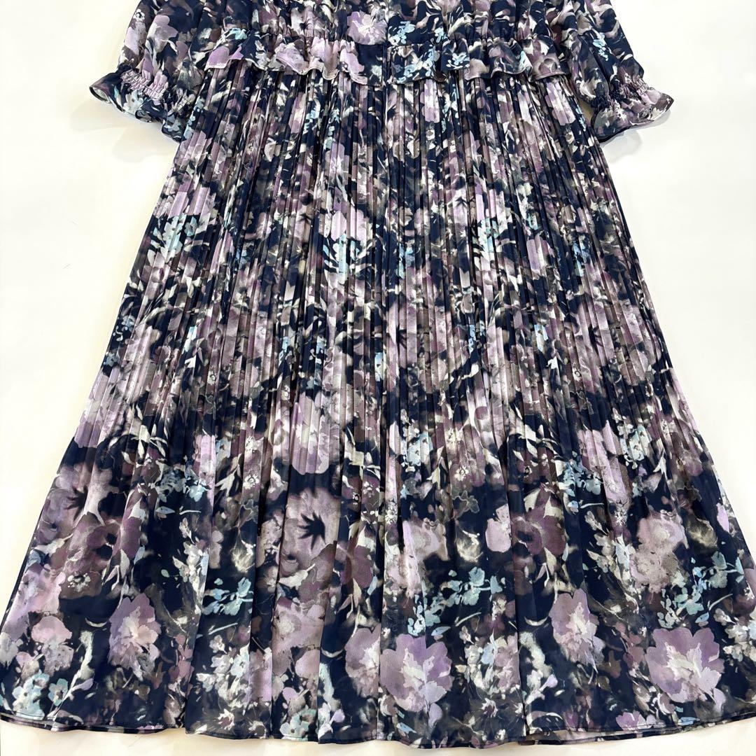 【新品】Rose Tiara ローズティアラ ぼかしフラワープリーツワンピース