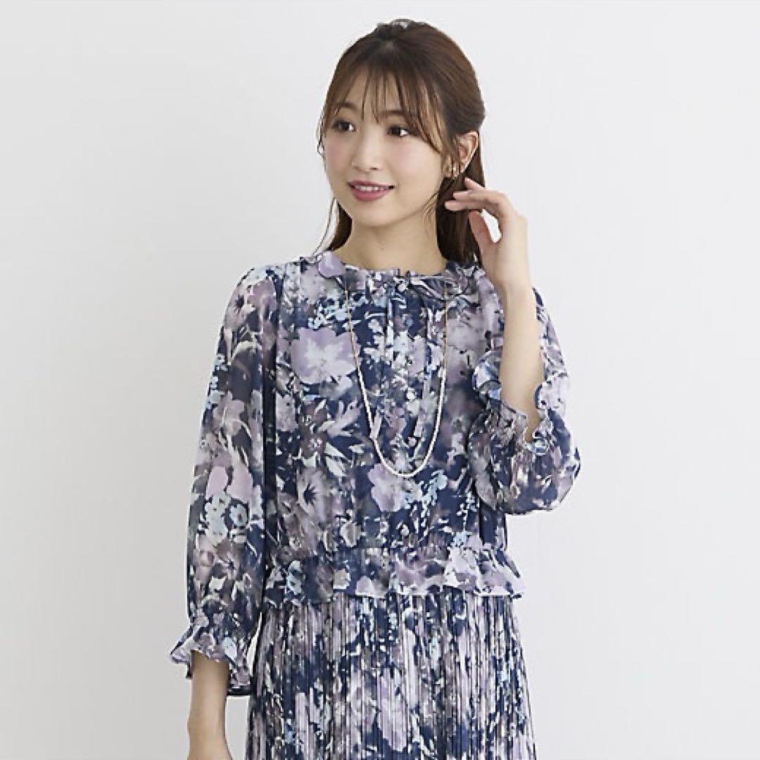 【新品】Rose Tiara ローズティアラ ぼかしフラワープリーツワンピース