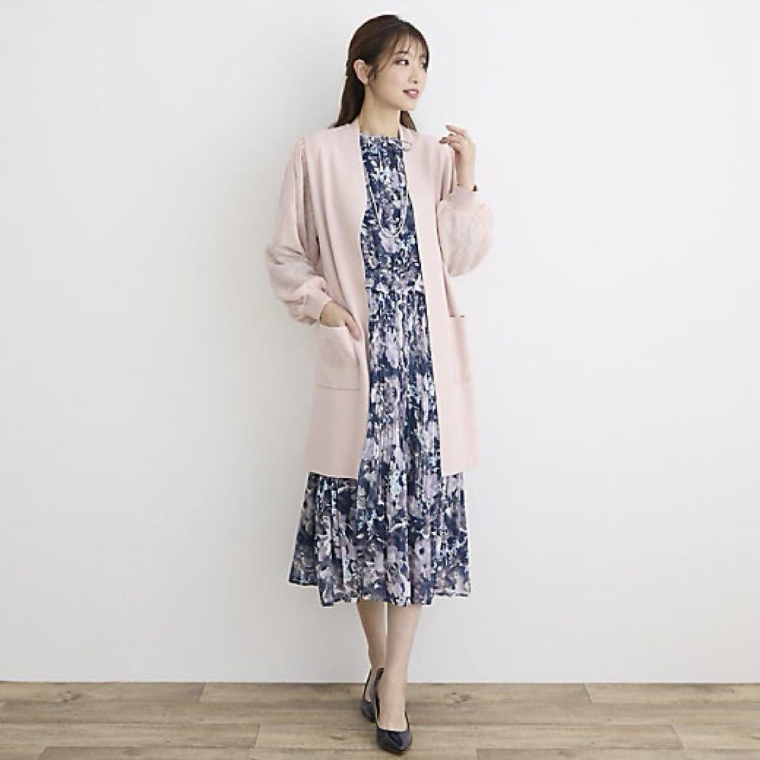 【新品】Rose Tiara ローズティアラ ぼかしフラワープリーツワンピース