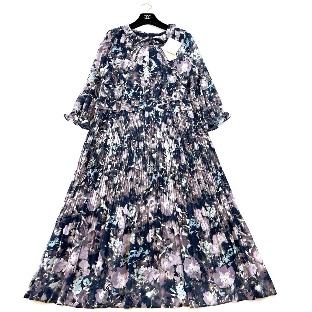 【新品】Rose Tiara ローズティアラ ぼかしフラワープリーツワンピース
