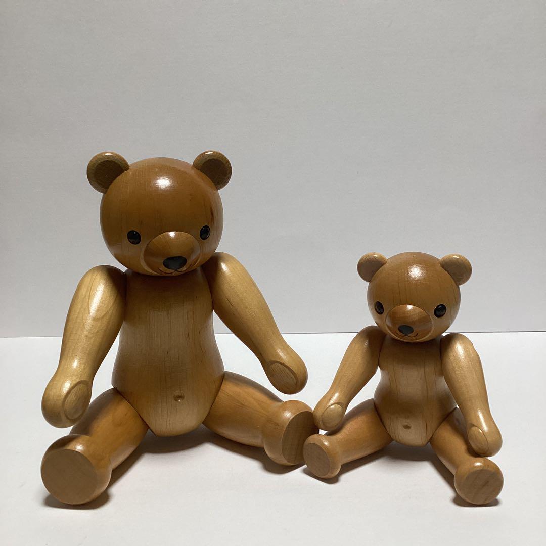 【新品】　ドイツ　KWO 木製テディベア　木製くま　親子