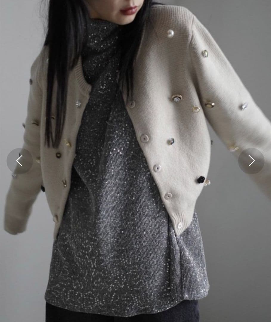 Ameri　TWINKLE BIJOU SHORT KNIT TOP