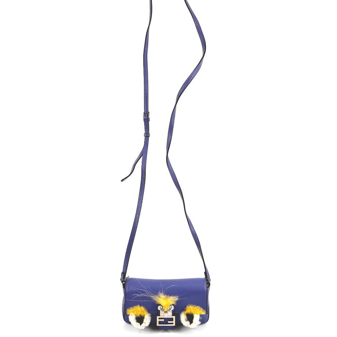 FENDI モンスター マイクロマンマバゲット ショルダーバッグ レザー0225 FENDI モンスター マイクロマンマバゲット ショルダーバッグ