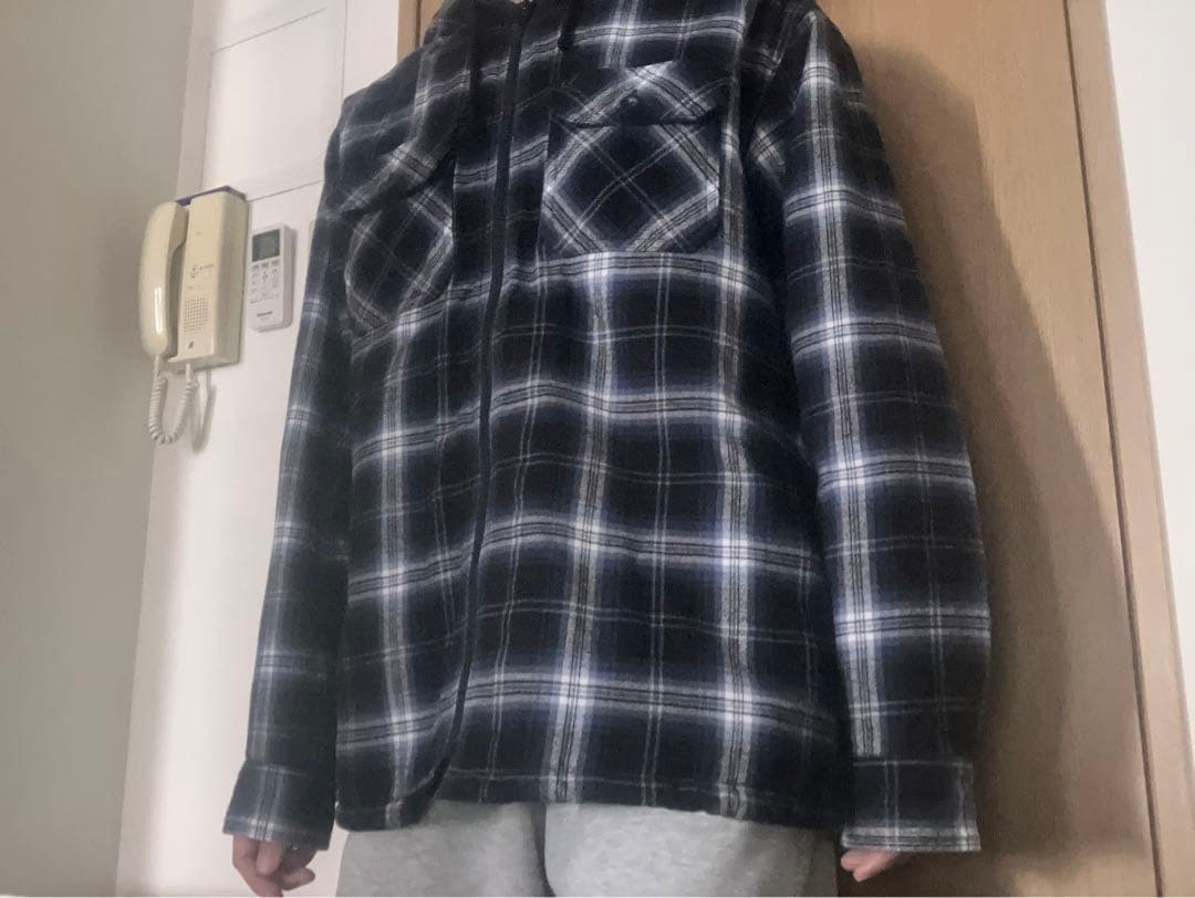 Supreme フード付きネルシャツ ネイビー