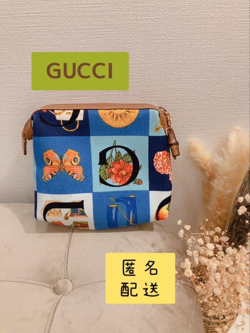 レア 希少　オールドグッチ GUCCI　シモ 総柄　化粧ポーチ　小物入れ