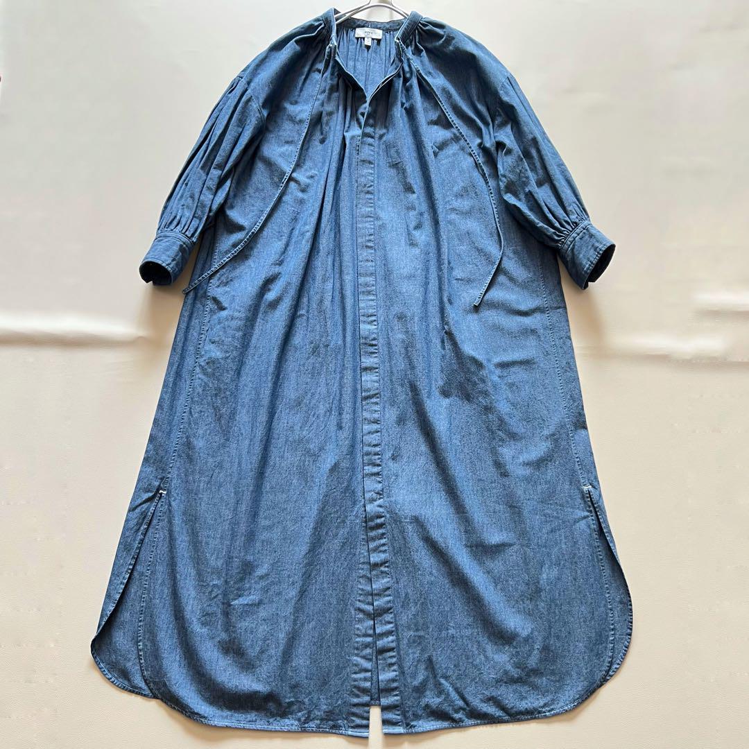 美品　ハイク　HYKE CHAMBRAY GATHERED DRESS 　ドレス