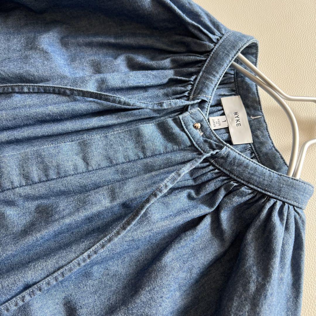 美品　ハイク　HYKE CHAMBRAY GATHERED DRESS 　ドレス