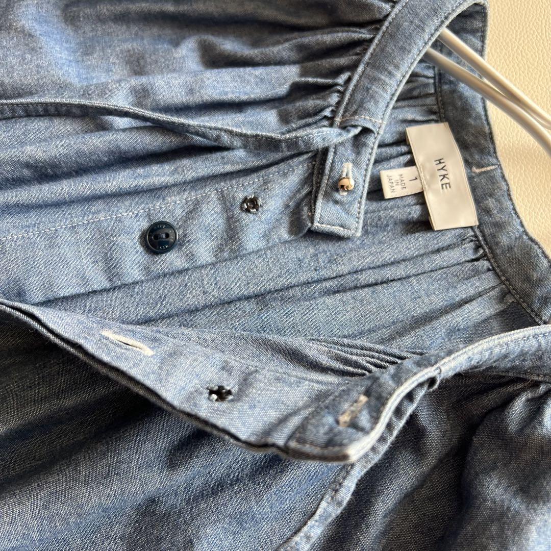 美品　ハイク　HYKE CHAMBRAY GATHERED DRESS 　ドレス